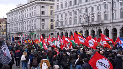 इरानलाई लक्षित सैन्य कारबाहीको विरुद्ध रोममा प्रदर्शन